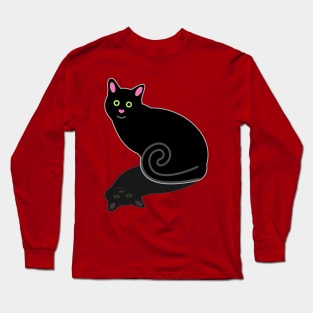 Black Cat with Shadow Long Sleeve T-Shirt